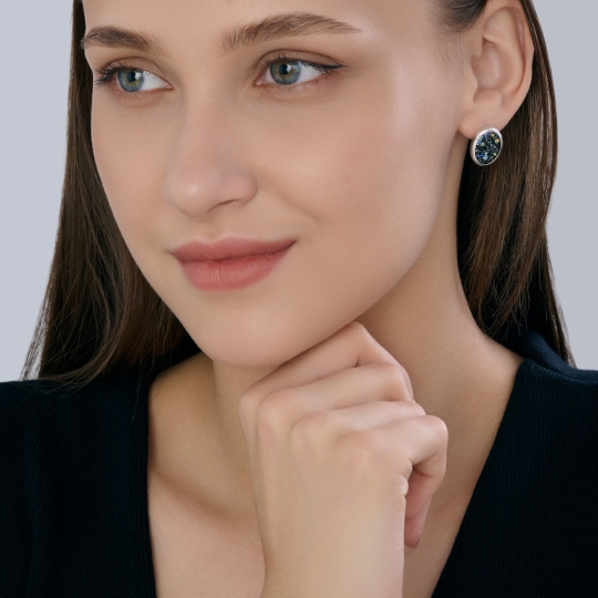 Серьги из серебра с кристальной тканью