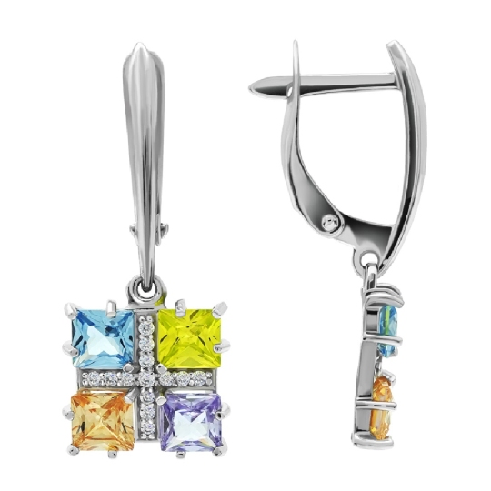 Серьги из серебра с фианитами