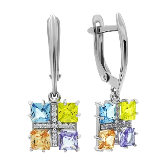 Серьги из серебра с фианитами