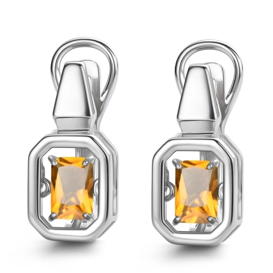 Серьги из серебра с цитринами