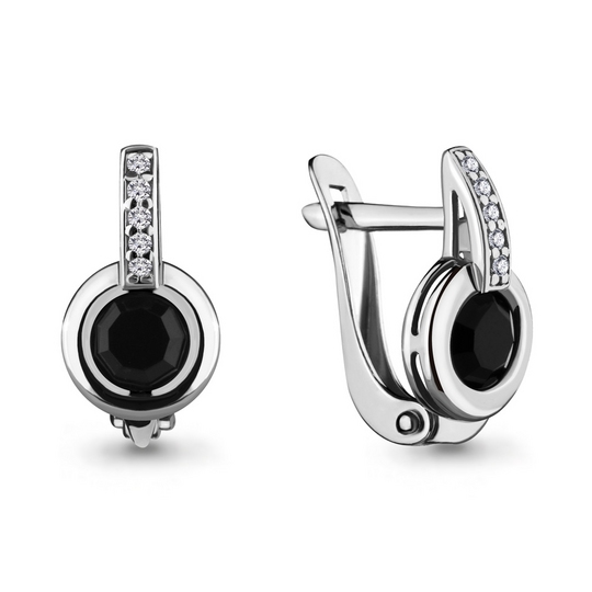 Серьги из серебра с ювелирным стеклом и фианитами