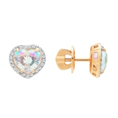 Серьги из золота с ситаллами радужный кварц и фианитами