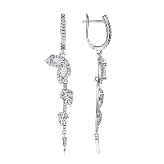 Серьги из серебра с фианитами