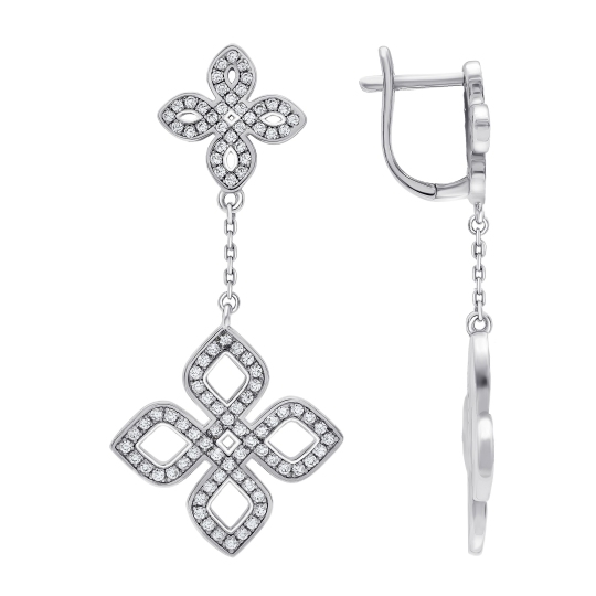 Серьги из серебра с фианитами