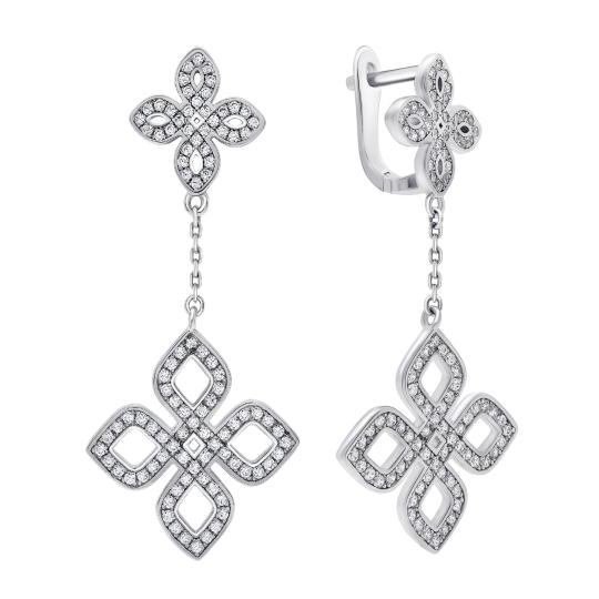 Серьги из серебра с фианитами