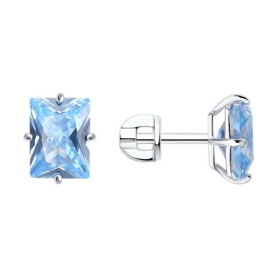 Серьги из серебра с фианитами
