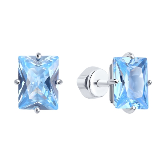 Серьги из серебра с фианитами