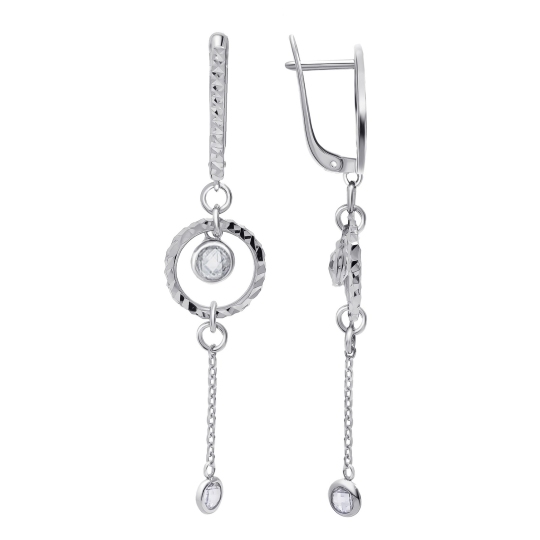 Серьги из серебра с фианитами