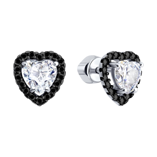 Серьги из серебра с фианитами