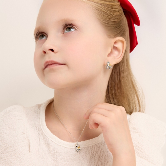 Серьги из серебра с позолотой и фианитами