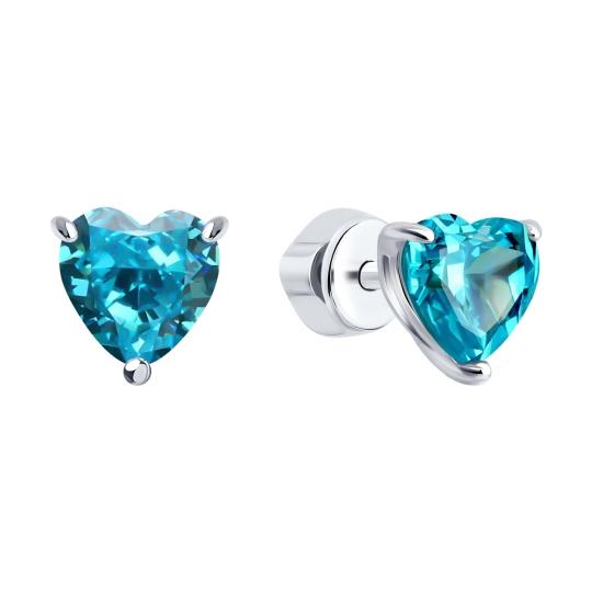 Серьги из серебра с фианитами