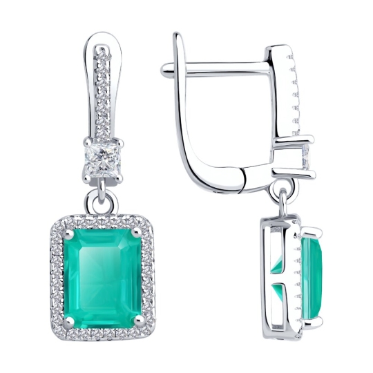 Серьги из серебра с фианитами