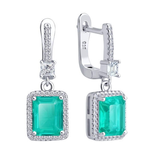 Серьги из серебра с фианитами