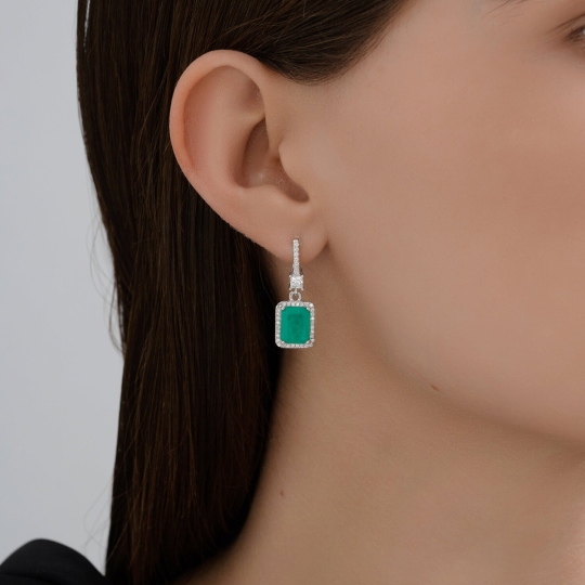 Серьги из серебра с фианитами