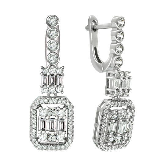 Серьги из серебра с фианитами