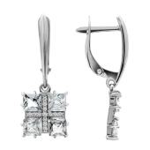 Серьги из серебра с фианитами