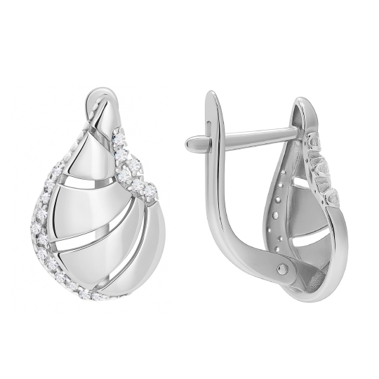 Серьги из серебра с фианитами