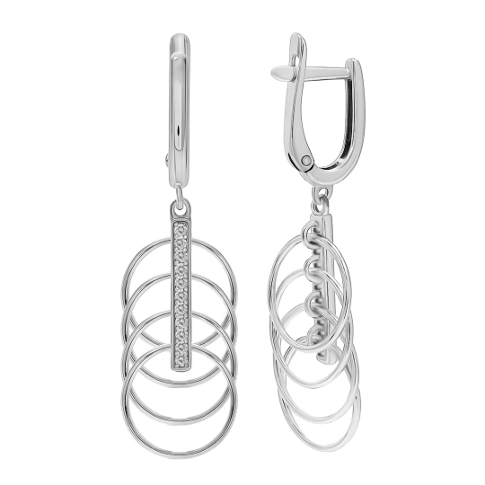 Серьги из серебра с фианитами