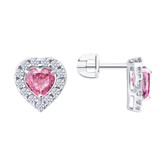 Серьги из серебра с фианитами