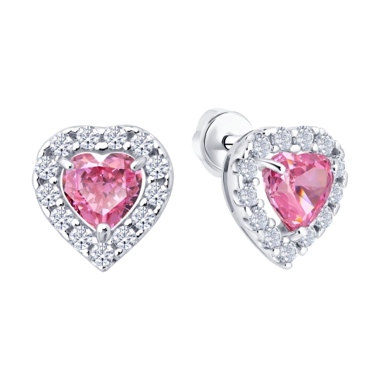 Серьги из серебра с фианитами