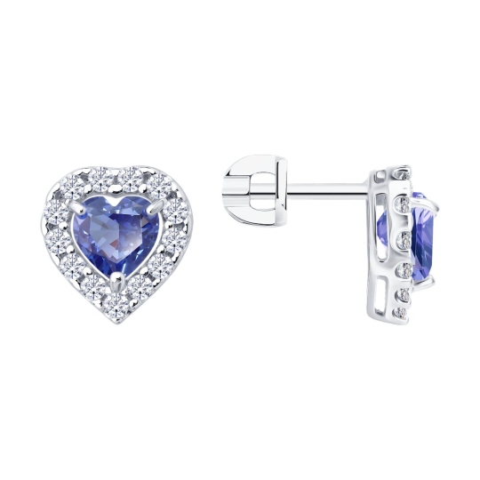 Серьги из серебра с фианитами