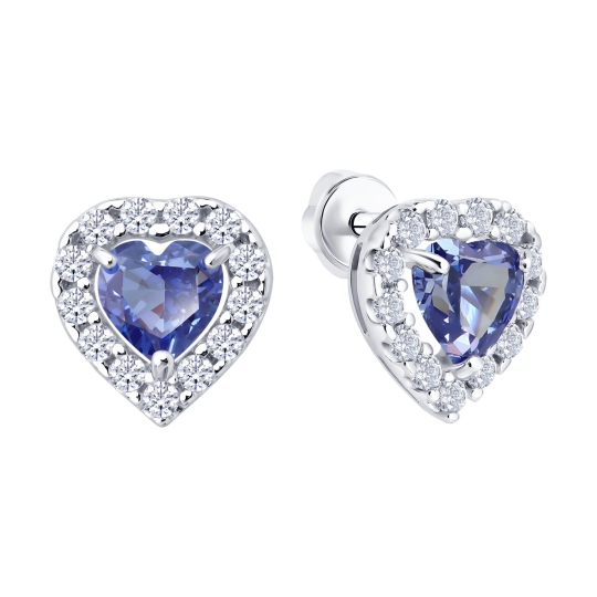 Серьги из серебра с фианитами