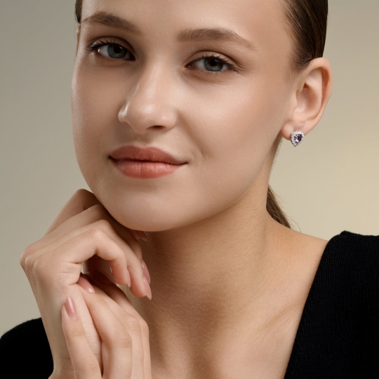 Серьги из серебра с фианитами