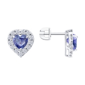 Серьги из серебра с фианитами