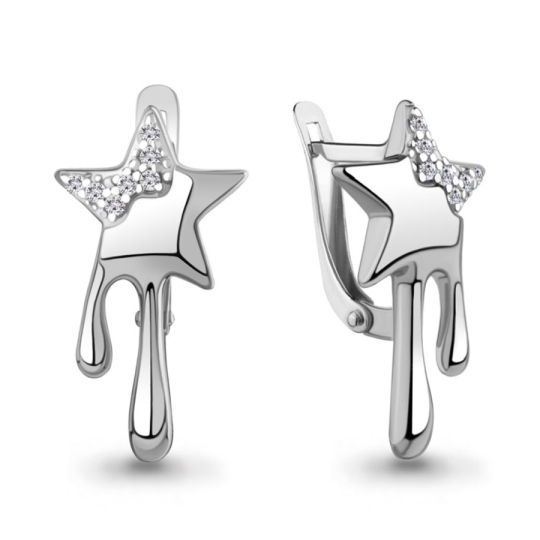 Серьги из серебра с фианитами