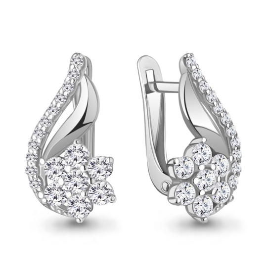 Серьги из серебра с фианитами