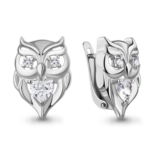 Серьги из серебра с фианитами