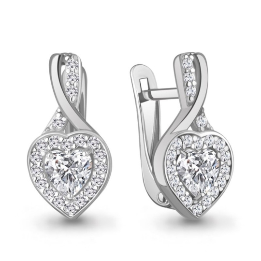 Серьги из серебра с фианитами