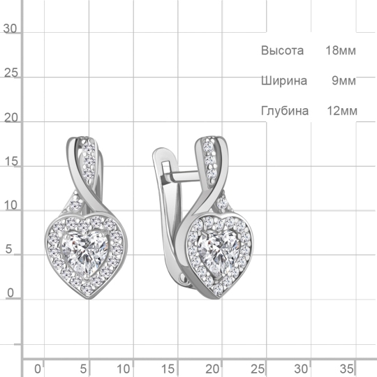 Серьги из серебра с фианитами