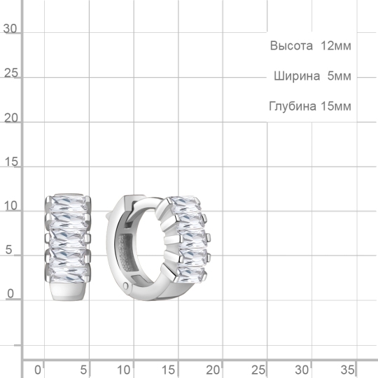Серьги из серебра с фианитами