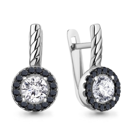 Серьги из серебра с фианитами