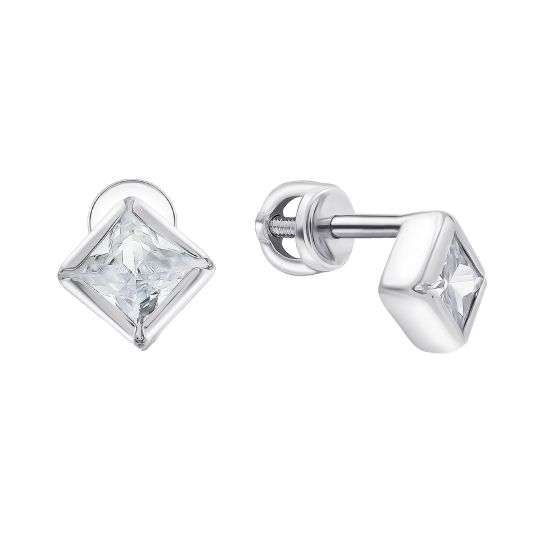 Серьги из серебра с фианитами