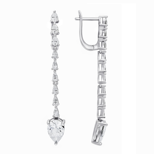 Серьги из серебра с фианитами