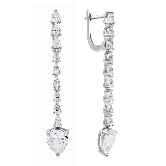 Серьги из серебра с фианитами