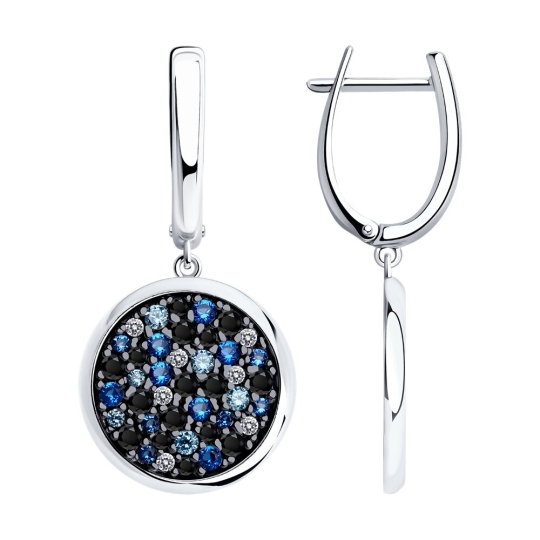 Серьги из серебра с фианитами