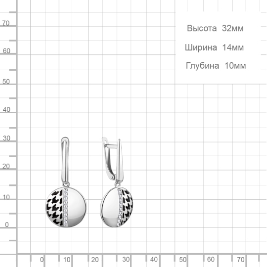 Серьги из серебра с эмалью и фианитами