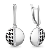 Серьги из серебра с эмалью и фианитами