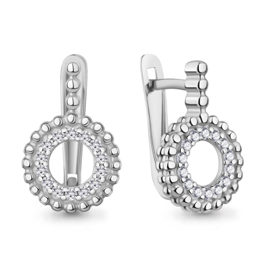 Серьги из серебра с фианитами