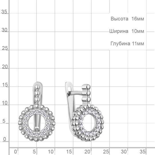 Серьги из серебра с фианитами