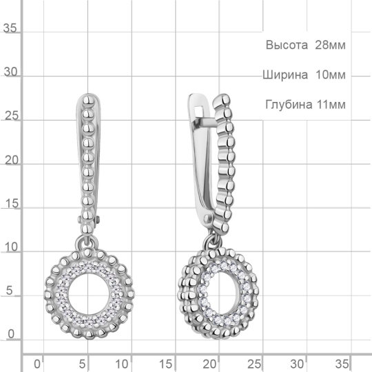 Серьги из серебра с фианитами