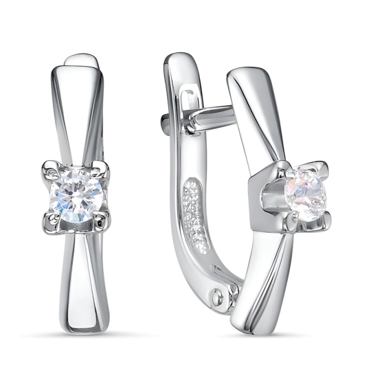 Серьги из серебра с фианитами