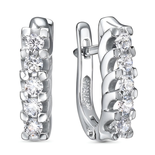 Серьги из серебра с фианитами