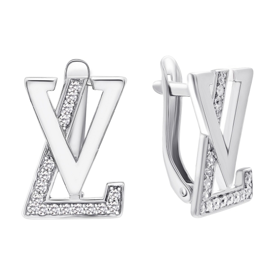 Серьги из серебра с фианитами