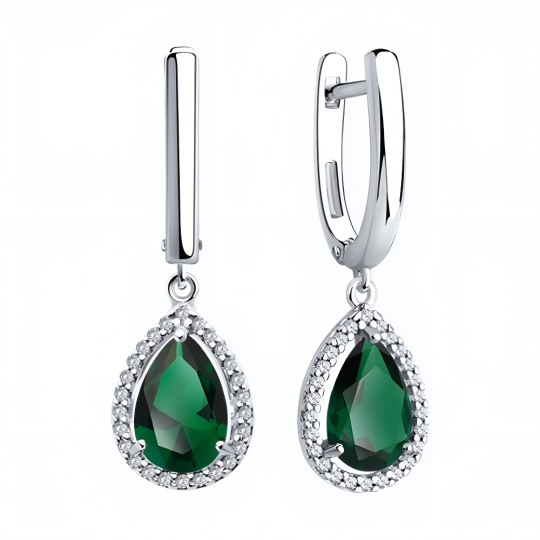 Серьги из серебра с фианитами