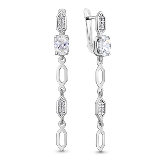 Серьги из серебра с фианитами