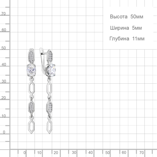 Серьги из серебра с фианитами